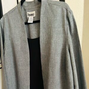 2 piece Gray Embroidered Open Front Blazer 2x